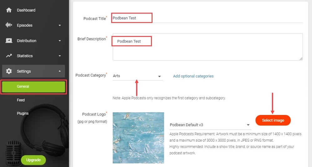 Adding in Podcast Show details on Podbean