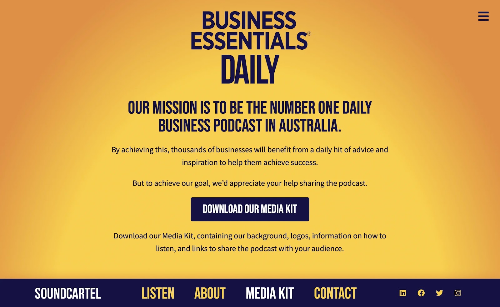 Business Essentials Daily podcast media kit example