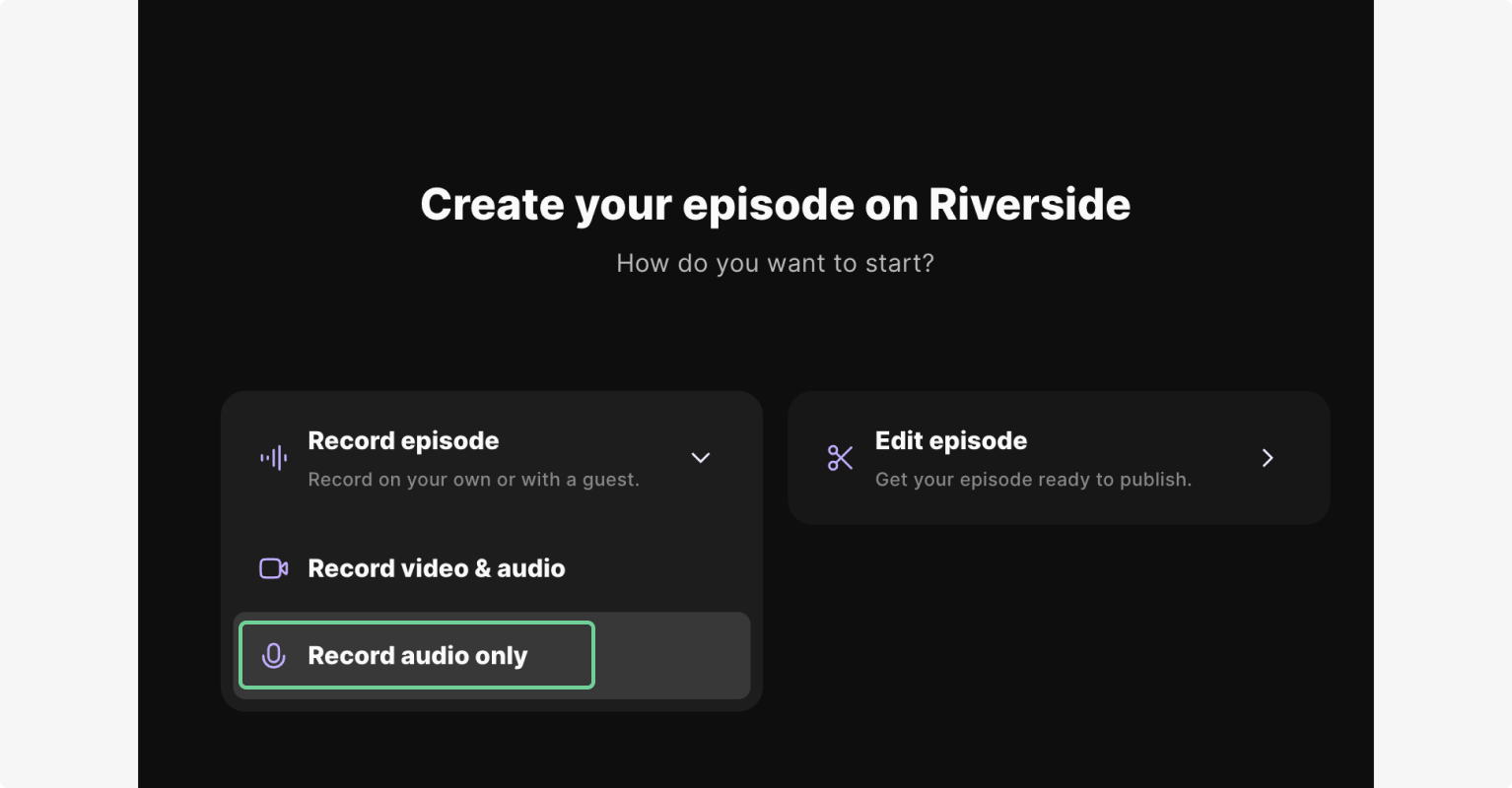 Recording an audio only podcast for Spotify on Riverside