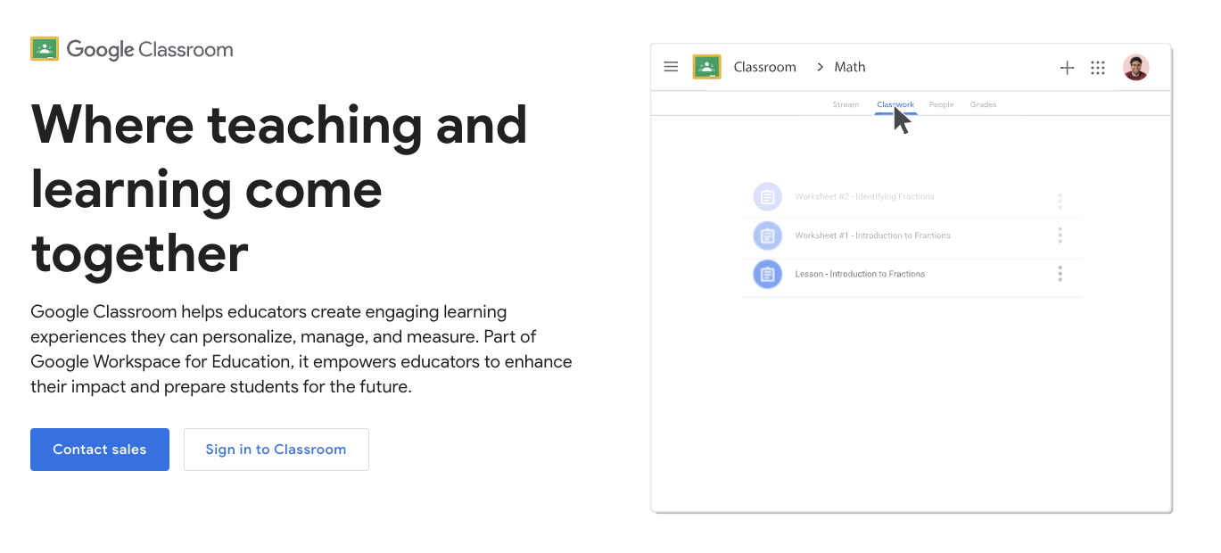 Google Classroom online course management