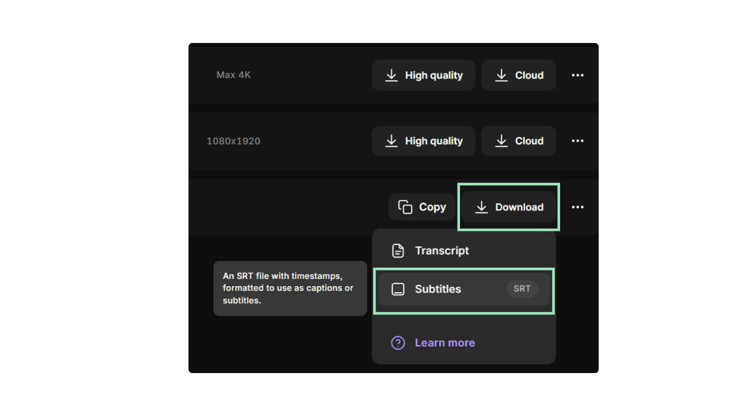export srt file in riverside for subtitles 
