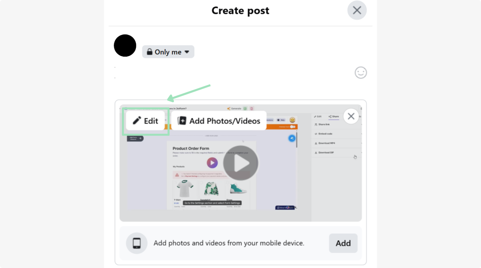 Editing a video on Facebook to get a SRT file
