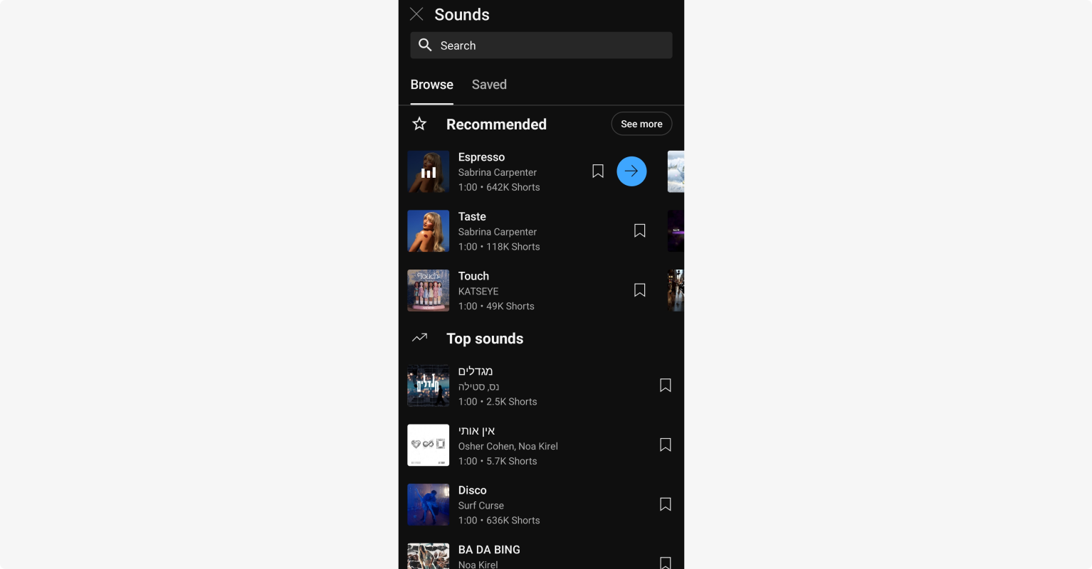 Adding music to a YouTube Short