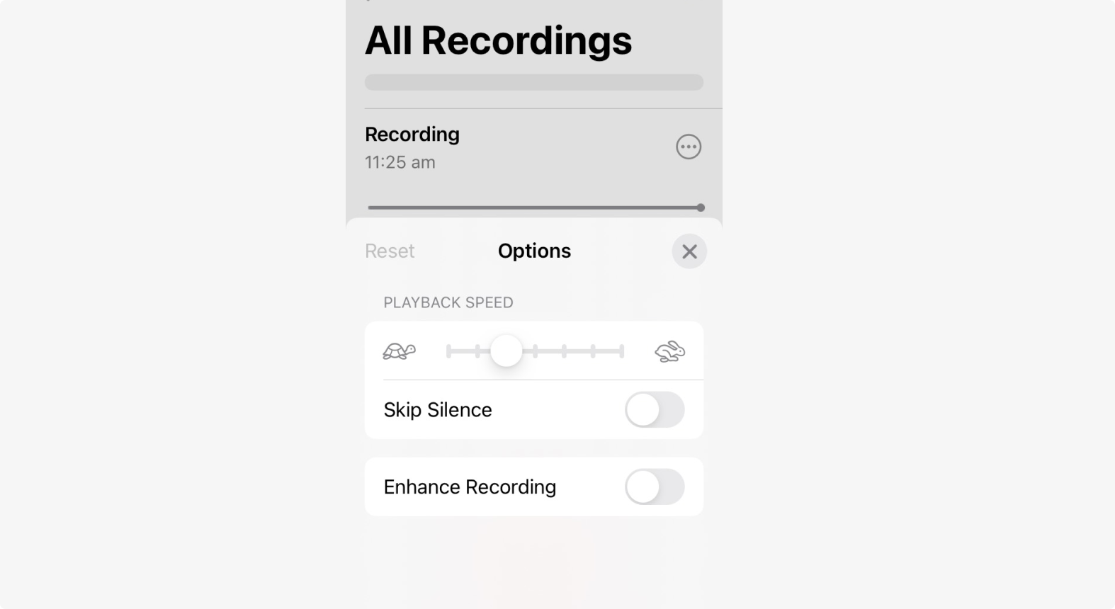 Enhancing an audio recording on iPhone